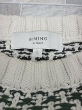 ◇ B:MING by BEAMS ビーミング by ビームス 秋冬 長袖 ニット セーター サイズL ブラック ホワイト メンズ レディース P_画像3