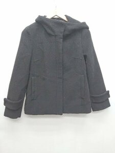◇ ViS ビス ウール フーディ ジップアップ 長袖 コート ジャケット サイズS ブラック レディース P