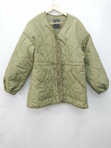 ◇ w closet ダブルクローゼット ノーカラー キルティング シンプル 長袖 ジャケット サイズＦ カーキ系 レディース P