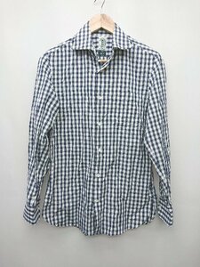◇ antonio laverda チェック カジュアル フロントボタン 長袖 シャツ サイズ39 ネイビー レディース P