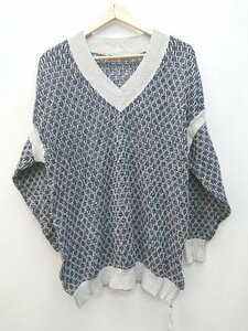 ◇ ◎ ●未使用● pattern torso antiqua アンティカ 2WAY Vネック 長袖 ニット セーター サイズF ネイビー レディース P