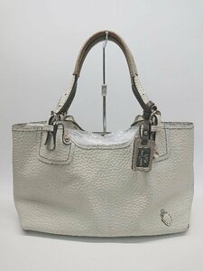 ◇ PELLE BORSA ペレボルサ 大人女子 チャーム付き レザー調 ハンド バッグ ホワイト ベージュ系 レディース P