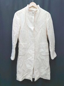 * ef-de ef-de wool equipment ornament pearl front hook long sleeve coat size 9 ivory lady's P