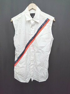 ◇ yoshiokubo ノースリーブ ステンカラー コットン100% シャツ サイズ2 ホワイト メンズ P