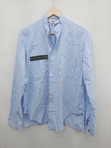 ◇ SUNSEA サンシー ノーカラー シンプル コットン100% 長袖 シャツ ブラウス サイズ3 ライトブルー レディース メンズ P