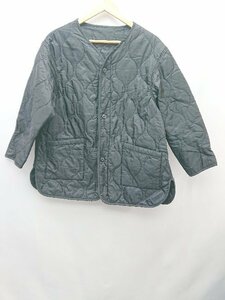 ◇ THE SHOP TK ザ ショップ ティーケー ノーカラー キルティング 長袖 ジャケット サイズM ブラック レディース P