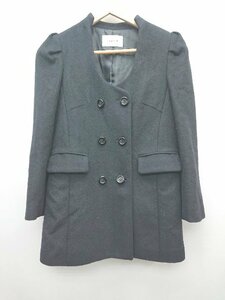 ◇ FRAY I.D ノーカラー シンプル 無地 アンゴラ混 長袖 ジャケット コート サイズ0 ブラック レディース P