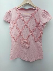 ◇ M'S GRACY フリル リボン かわいい フレンチスリーブ Tシャツ カットソー サイズ40 ピンク レディース P
