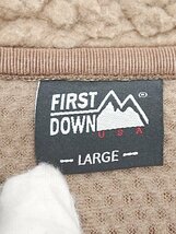 ■ FIRST DOWN ジップアップ ボア ロゴ刺繍 長袖 ブルゾン ジャンパー サイズL ライトブラウン系 メンズ P_画像3