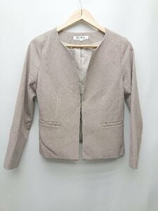 ◇ NATURAL BEAUTY BASIC ノーカラー 無地 シンプル 長袖 ブルゾン ジャンパー サイズS グレー系 レディース P