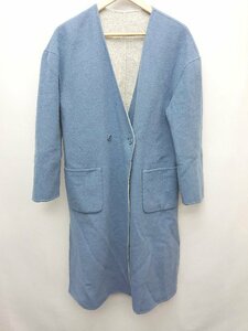 ◇ HELIOPOLE エリオポール リバーシブル ノーカラー 長袖 コート サイズ38 グレー ブルー レディース P