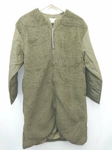 ■ chocol raffine robe ボア ノーカラー ジップアップ 長袖 ブルゾン ジャンパー サイズF カーキ レディース P