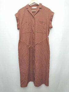 ◇ ◎ chocol raffine robe ショコラ フィネ カジュアル 半袖 膝下丈 シャツ ワンピース サイズF ブラウン系 レディース P