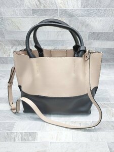 * * GIANNI CHIARINI Gianni Carry ni2WAYbai color hand shoulder bag beige black lady's P