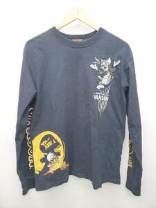 ◇ VANSON バンソン トムとジェリー コラボ コットン100% 長袖 Ｔシャツ サイズL ネイビー メンズ P