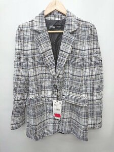 ◇ ◎ ●未使用● ZARA ザラ チェック 2B キレイめ タグ付き 長袖 ジャケット サイズXS ブラック マルチ レディース P