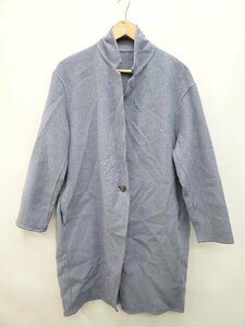 ◇ UNIQLO ユニクロ 無地 シンプル ウール混 長袖 コート ブルー系 レディース P