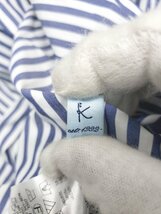 ◇ KUMIKYOKU 組曲 ストライプ フロントボタン ノーカラー 長袖 シャツ ブラウス サイズ3 ブルー系 ホワイト レディース P_画像3