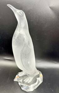 蘇さ(KuY1135)　ラリック　LALIQUE　置物　ペンギン　クリスタルガラス　　中古品　80サイズ