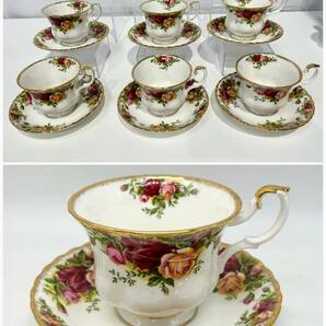 蘇や(HaY195) 洋食器 Royal Albert ロイヤルアルバート カップ＆ソーサー6客 ティーポット他 カントリーローズ 中古品 120サイズの画像2