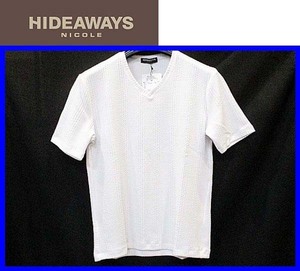 新作★46(M)★\6490〓HIDEAWAYS by NICOLEニコル〓ブリスターストライプＶネック半袖Tシャツ09