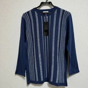 【新品】a.v.v HOMME 前身ニット 7分 ストライプ カットソー