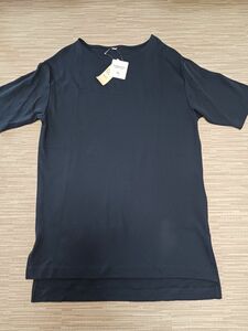 ロング Tシャツ　 カットソー　オーガニックコットン　ネイビー　五分丈