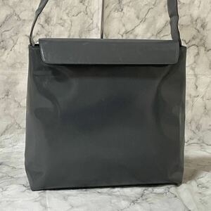 1円 PRADA プラダ・ワンショルダーバッグ 肩掛け鞄 ロゴ型押し パテントレザー ヴィンテージ ダークグレー系