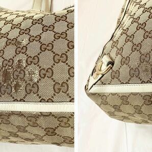 1円 GUCCI グッチ・トートバッグ 手提げ肩掛け鞄 アビー GG柄キャンバス×レザー ベージュ系×ホワイト系 A4可 通勤 ビジネスの画像10