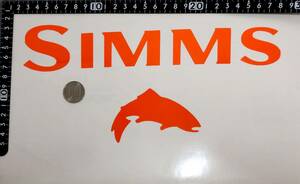 検）転写シール出品中★限定品！☆SIMMS★特大ステッカー1枚★オレンジ 検）SIMMS リューギ　デプス　deps　ジャッカル　エバーグリーン　