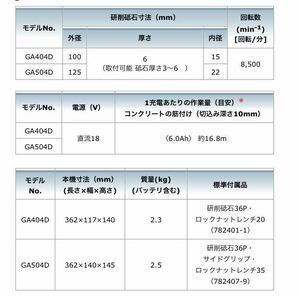 ☆新品未使用 ☆送料無料 makita GA404DRGXN 100mm ディスクグラインダー サンダー グラインダー マキタ [ GA404 . GA404D . GA404DZ ]の画像10