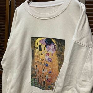 AFHG 1スタ 白 アート スウェット グスタフクリムト 接吻 the KISS 絵画 - 90s 00s ビンテージ 古着 ベール 卸 仕入れ