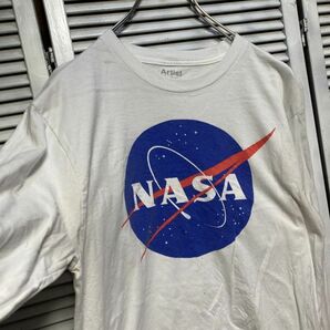 AFDD 1スタ 白 プリント 長袖 Tシャツ ロンT ナサ NASA 宇宙 ロゴ 90s 00s ビンテージ アメリカ 古着 ベール 卸 仕入れの画像3