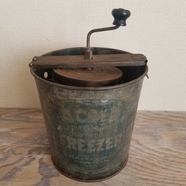 1920s Vintage Acme Hand Crank Ice Cream Freezer ヴィンテージ　アイスクリームメイカー　レトロ 古道具 当時物