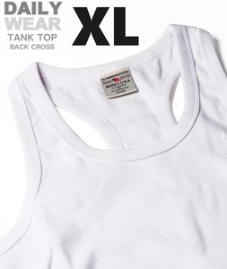 AVIREX リブ タンクトップ BACK CROSS ホワイト XLサイズ / 《DAILY》RIB TANK TOP バッククロス 白 デイリーウェア アビレックス