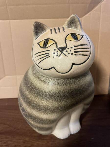 【ゆうパック送料込】リサラーソン　ミア　ミディアム　陶器　ネコ　オブジェMIA グレー置物 猫 北欧雑貨