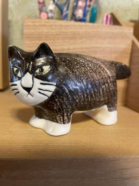 【ゆうパック送料込】限定品　2020 リサラーソン　ふたごのねこ 黒いハチワレのMIKA陶器 置物 フィギュア 猫 貴重