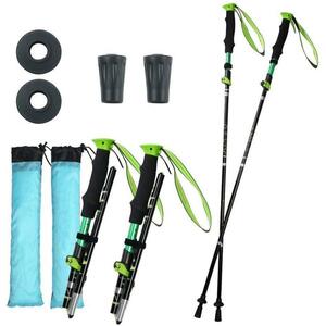  folding type trekking paul (pole) 2 pcs set green I type grip 110cm~125cm adjustment possibility light weight aluminium storage sack attaching folding type 