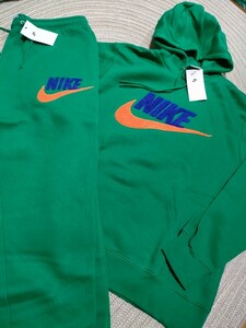  new goods regular price 21010 NIKE waffle Logo sweat setup green green L Nike top and bottom Nike men's Parker pants 
