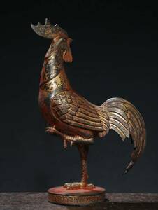 極上珍品 古銅彫 拓金 金鶏獨立 古擺件 古置物 起物 中国古美術 古美味 蔵出