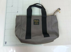 トートバッググレー×黒　HILFIGER TOMMY スモールキャンバス　ナイロン　〔80〕