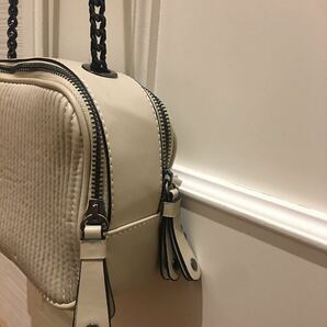 送料510円～ ZARA BASIC/ザラベーシック チェーン  ショルダーバッグ アイボリー 19×12.5の画像3