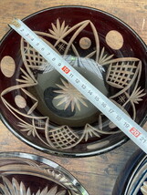 S-179◆1円〜◆色被せ切子 食器まとめ 大鉢 盛鉢 小鉢 深皿 カットガラス ガラス食器 レトロ_画像6