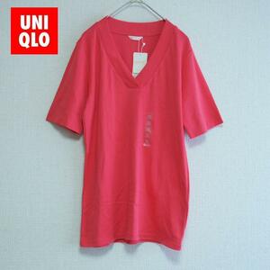 cu38/UNIQLO/ユニクロ/半袖VネックTシャツ/レッド/サイズ XL