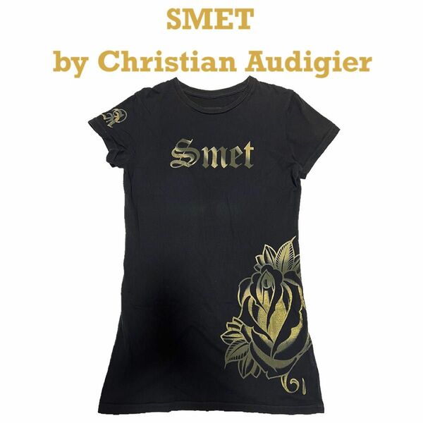 SMET by CHRISTIAN AUDIGIER スメット ローズチュニック半袖Tシャツ ブラック 黒 M レディース