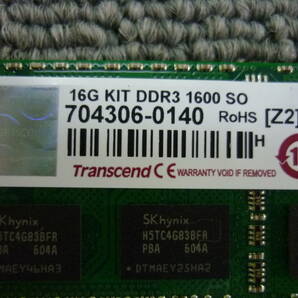 ■[返品返金可] Transcend ノート用メモリ基板 DDR3-1600(PC3-12800) 16G KIT 2枚 動作未確認 中古品 クリックポスト発送■の画像2