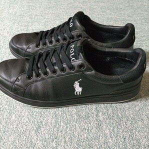 POLO Ralph Lauren ブラック レザー ローカットスニーカー 27.5cm 美中古品 箱なしの画像2