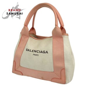 BALENCIAGA Balenciaga темно-синий бегемот XS бежевый розовый серебряный металлические принадлежности парусина / кожа ручная сумочка сумка на плечо 402841