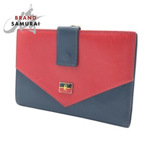 Роберта ди Камерино Роберта D Camelino Red Navy Leather Bi -Cold Compact Compact Gamaguchi Ladies Ladies 405219