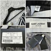 【高級の纏】未使用 入手困難 Saint Laurent サンローラン シャツ ストライプ シルク混 金属繊維 タグ付 Mサイズ メンズ_画像9